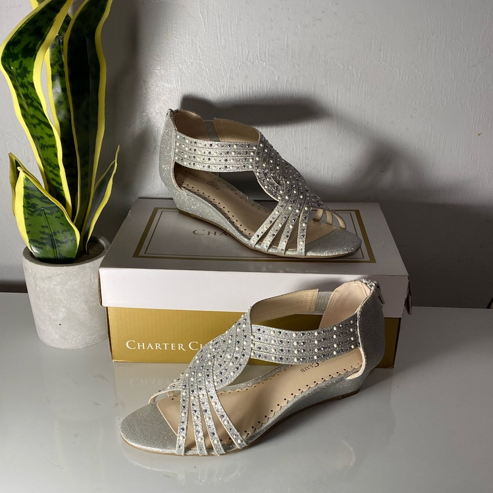 Charter Club Glittering Silver Sandals - Picture 2 of 2